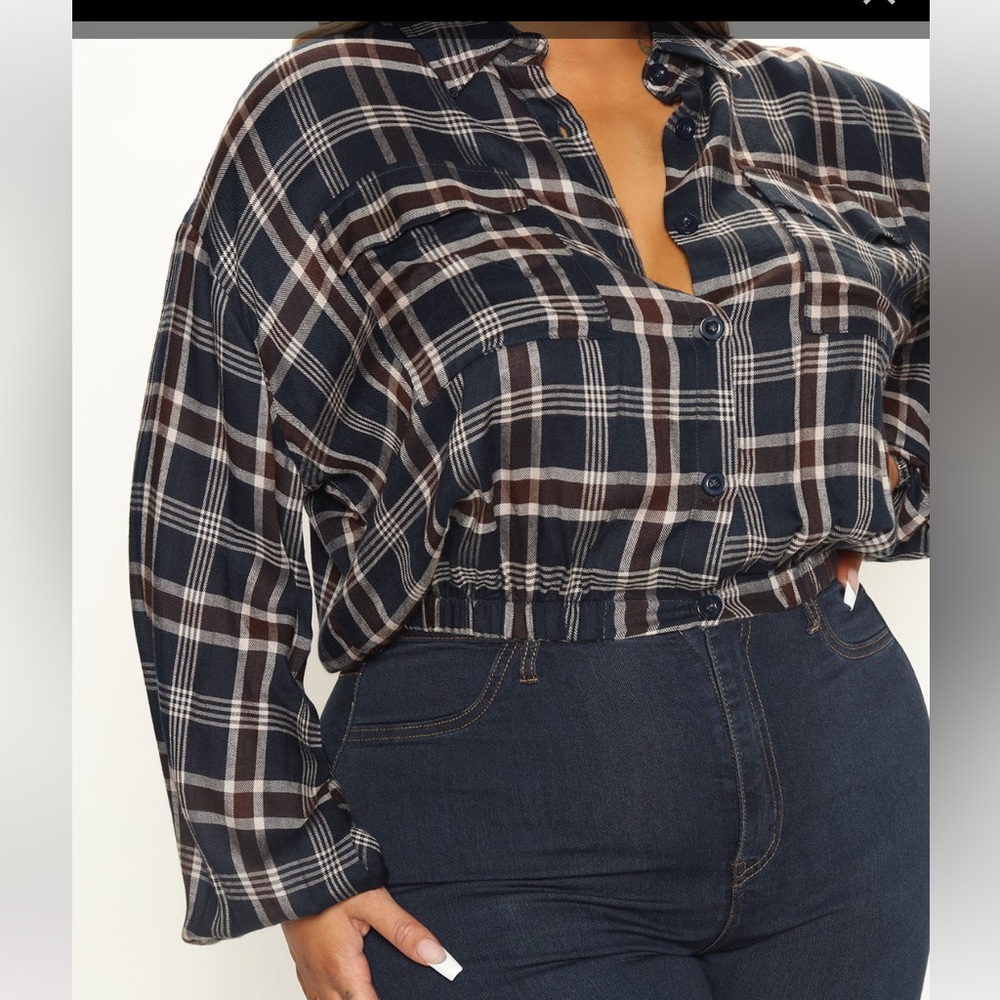 Crop Plaid shirt with buttons